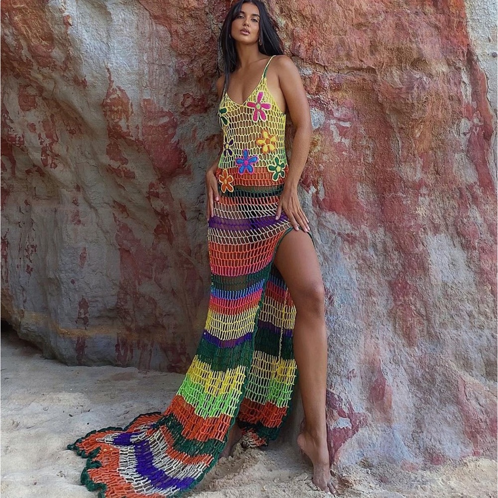 Crochet multi colored Gown